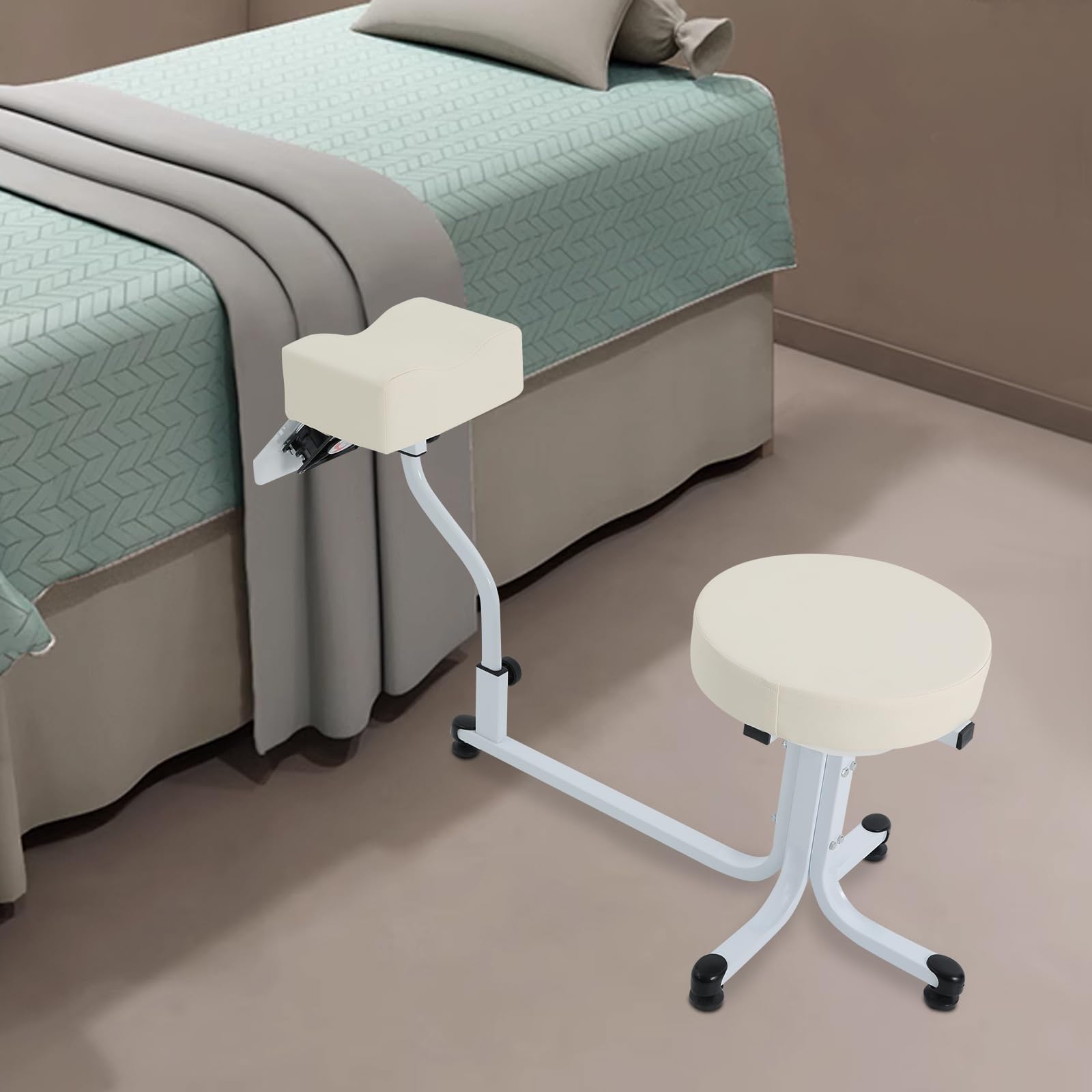 Sgabello per pedicure con poggiapiedi, 2 in 1 per manicure e SPA, 220 V Pedicure Stool with Dust Blower, portata 100 kg, pedicure poggiapiedi per spa Beauty Salon, bianco