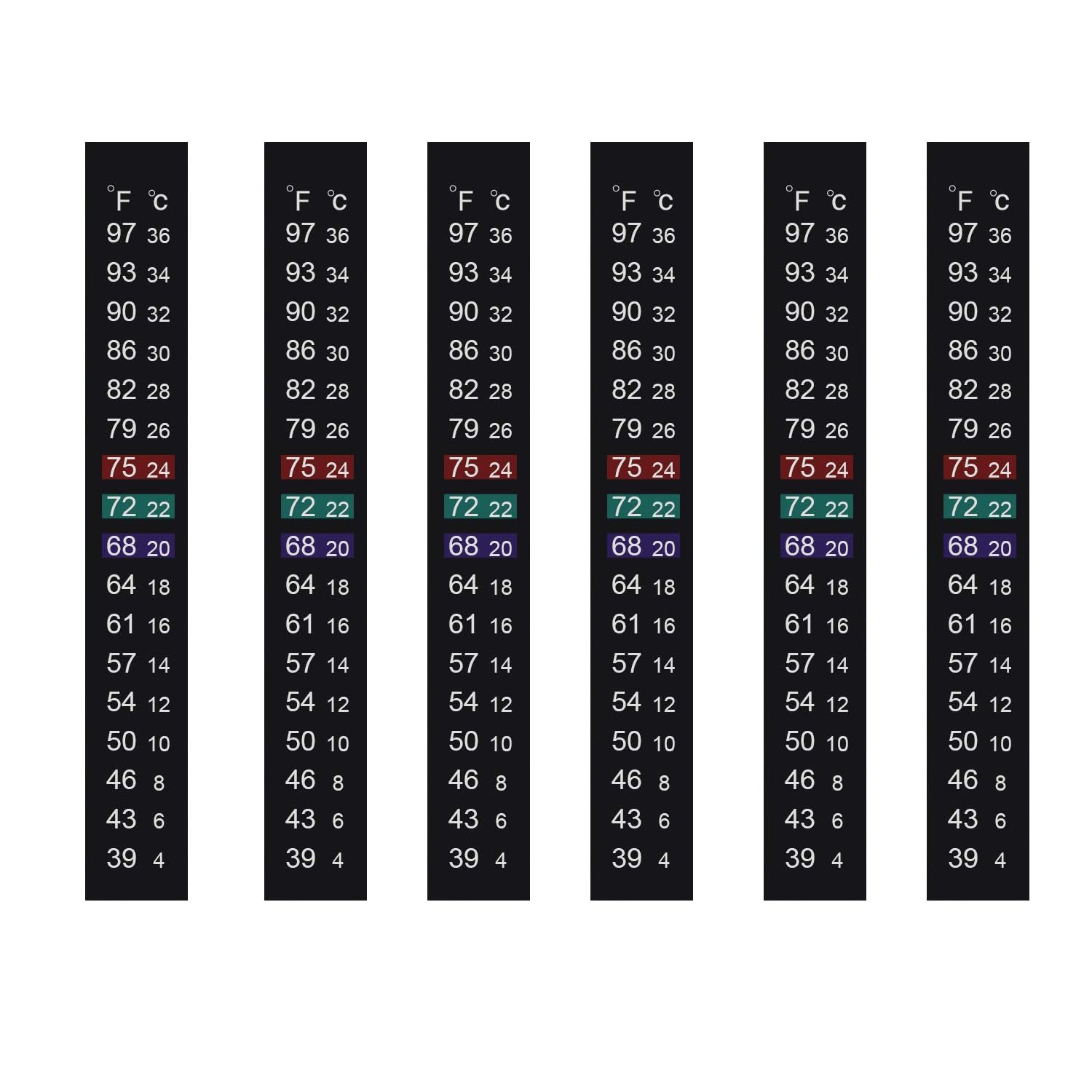 JANSAMNJansamn Brewing Thermometer Strip Adhesive Strip Thermometer Aquarium Thermometer Sticker for Fish Tank/Kombucha 39℉ to 97℉ & 4℃ to 36℃（6pcs）