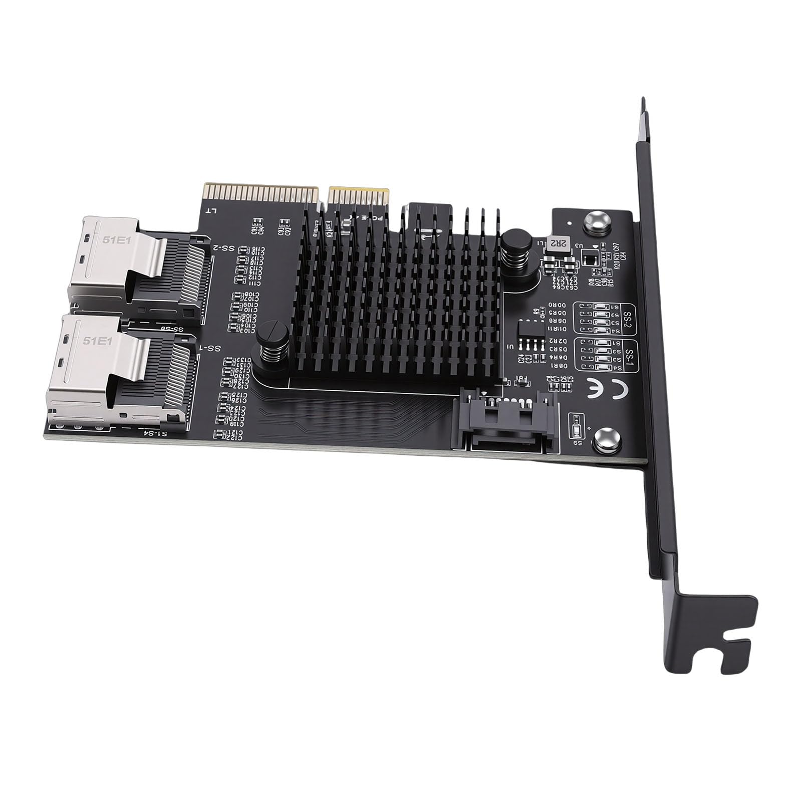 Jiawu Karta PCIe na Serial ATA, Karta rozszerzeń 3.0 6 Gb/s z 2-portowym Adapterem MiniSAS SFF 8087 do Pamięci Masowej Serwera Stacjonarnego NAS