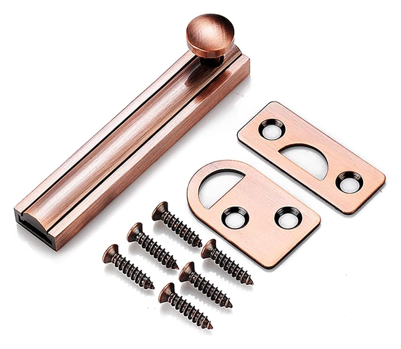 Door Latch， All Copper Slide Door Bolt 2-8in Multicolor for Childproofing and Petproofing(Red Patina,3in)