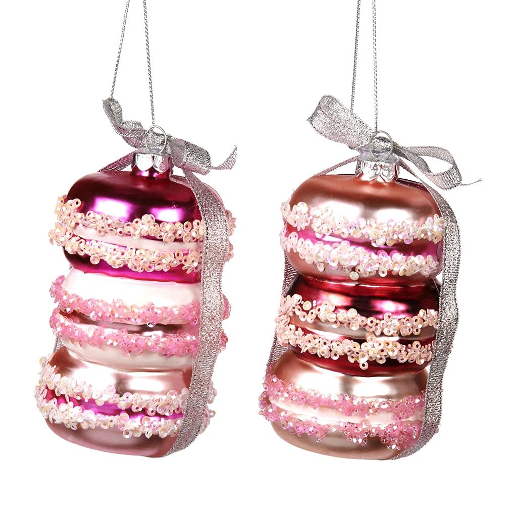 GoodwillThe Candy Shop Macaroon Stack Glass Pink Bauble Decoration 11 Centimetre Set of 2