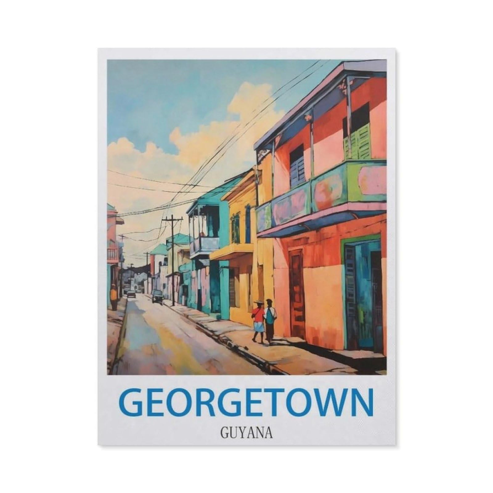 BEAYODKP DIY 5D Diamond Painting Kits，Georgetown Guyana，Diamond Painting for Beginner Adults Rhinestone Numbered Diamond Arts Home Wall Decor（30 x 40 cm/11.81 x 15.74 inches）-CN3