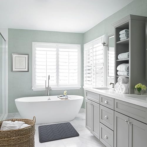 Miniatura 7 de Tapetes de baño de tierra de diatomeas, secado rápido, súper absorbente, tapete de diatomita con antideslizante para suelo de baño, almohadilla