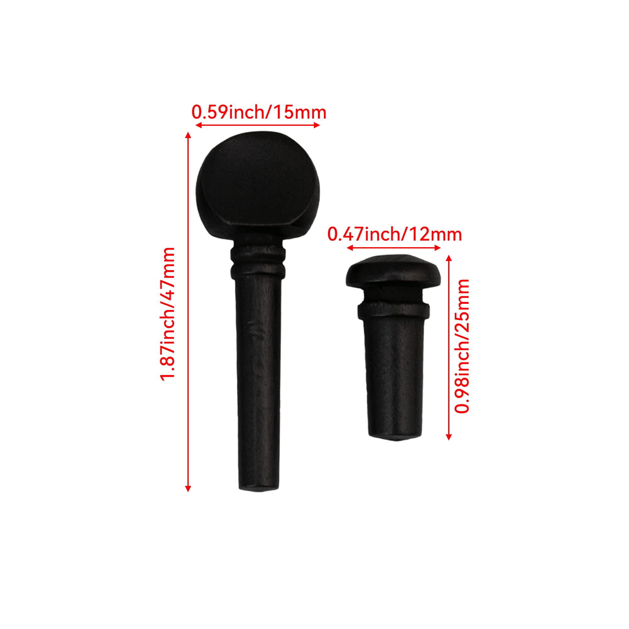 Chevilles D'accordage En Bois Teinté Noir Pour Violon 1/16 - Lot De 4 Chevilles + 1 Broche