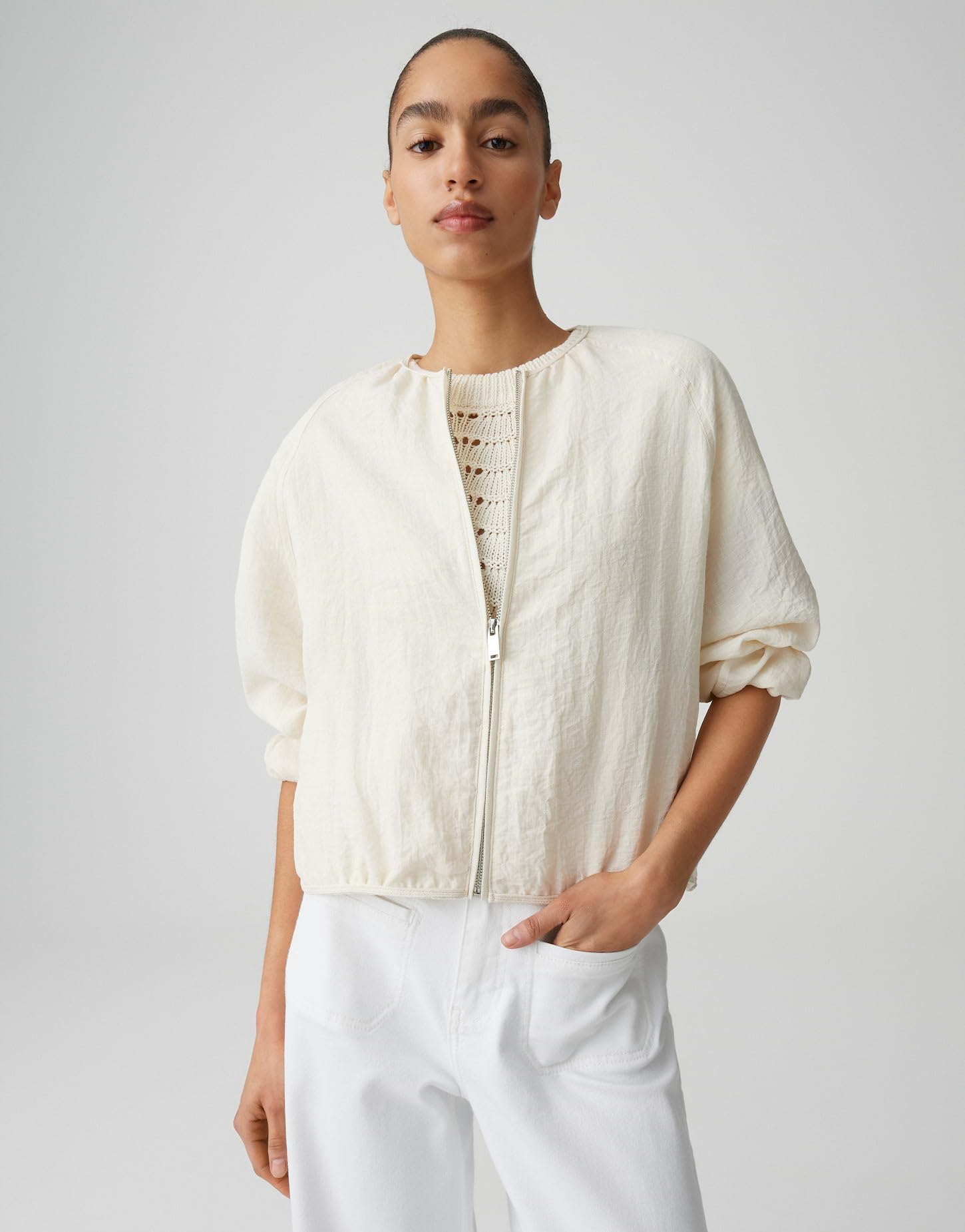 OPUS Damen Jacke | Leichter Blouson mit feiner Kreppstruktur Regular Fit