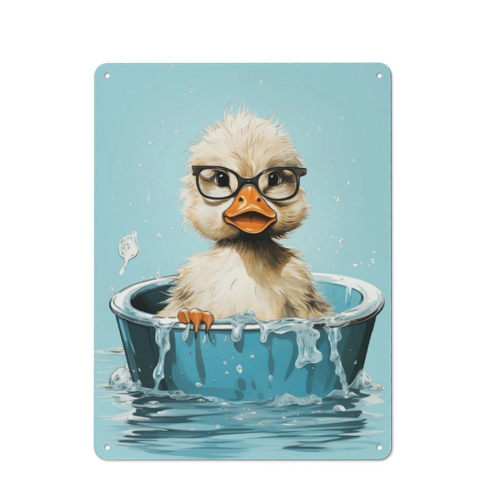 Junmoney Duck Bathtub Metal Plaque 40X30cm With For Hallway Wall, Retro Decor, For Wall Display Collectors