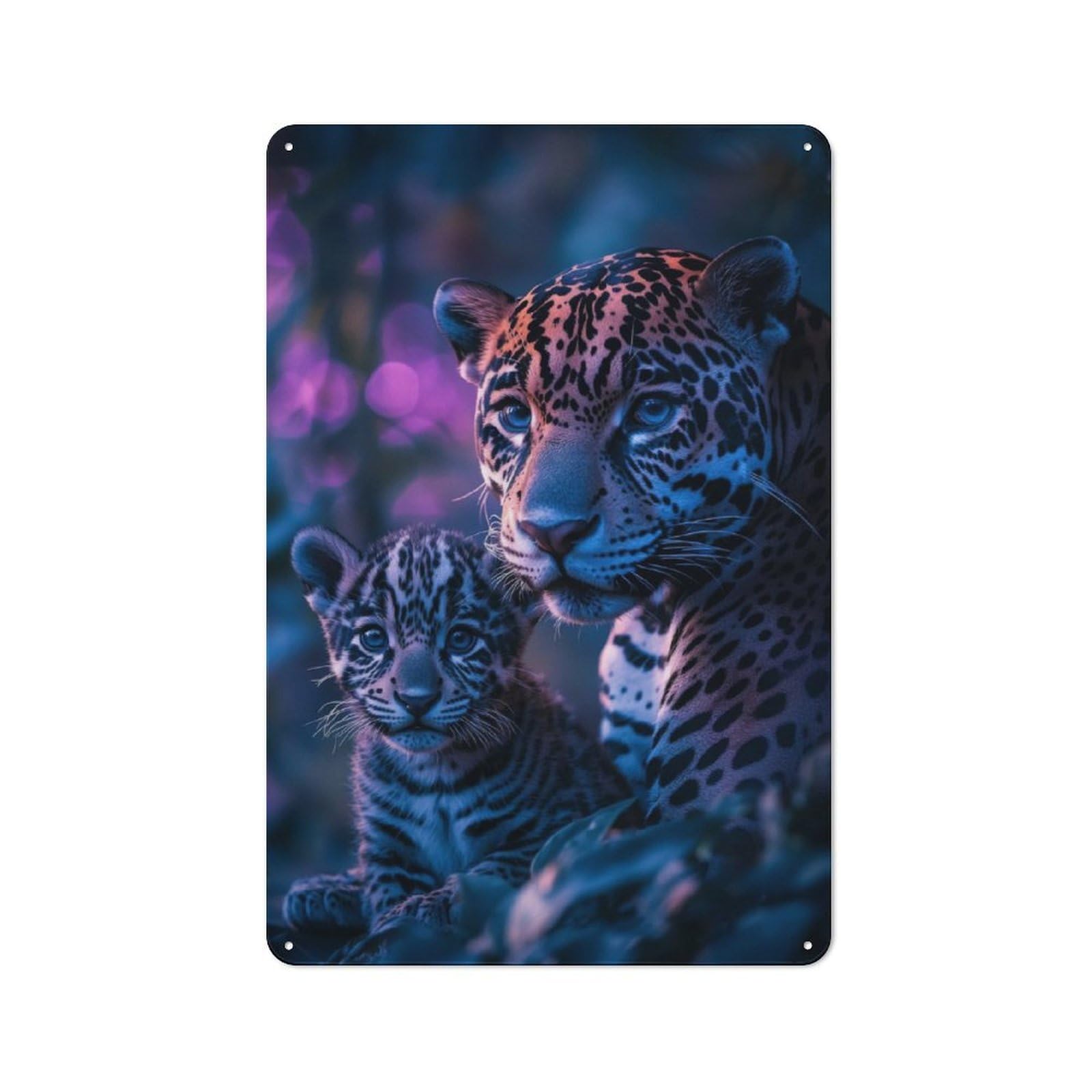 Junmoney Jaguar Mother And Cub Metal Sign 30X20cm With For Pub Or Café, Vintage Decor, For Metal Sign Collectors, For Garage And Workshop Walls