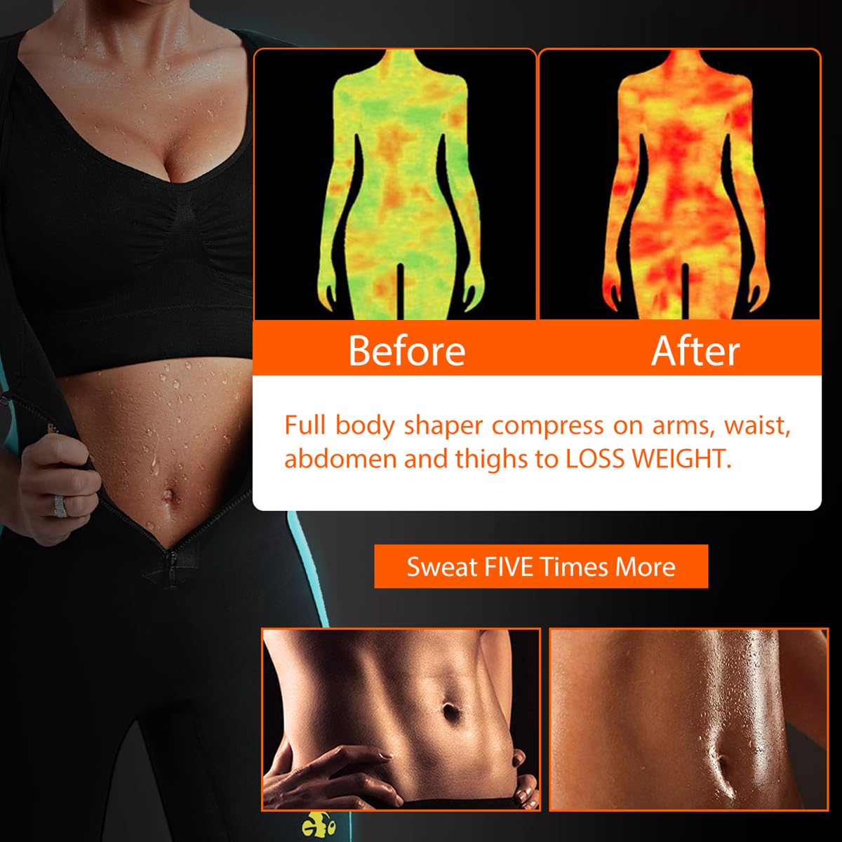 Faja Reductora Adelgazante Mujer Neopreno Traje Sauna para Deporte Fiteness Body shaper Moldeador Chaleco Traje de buceo