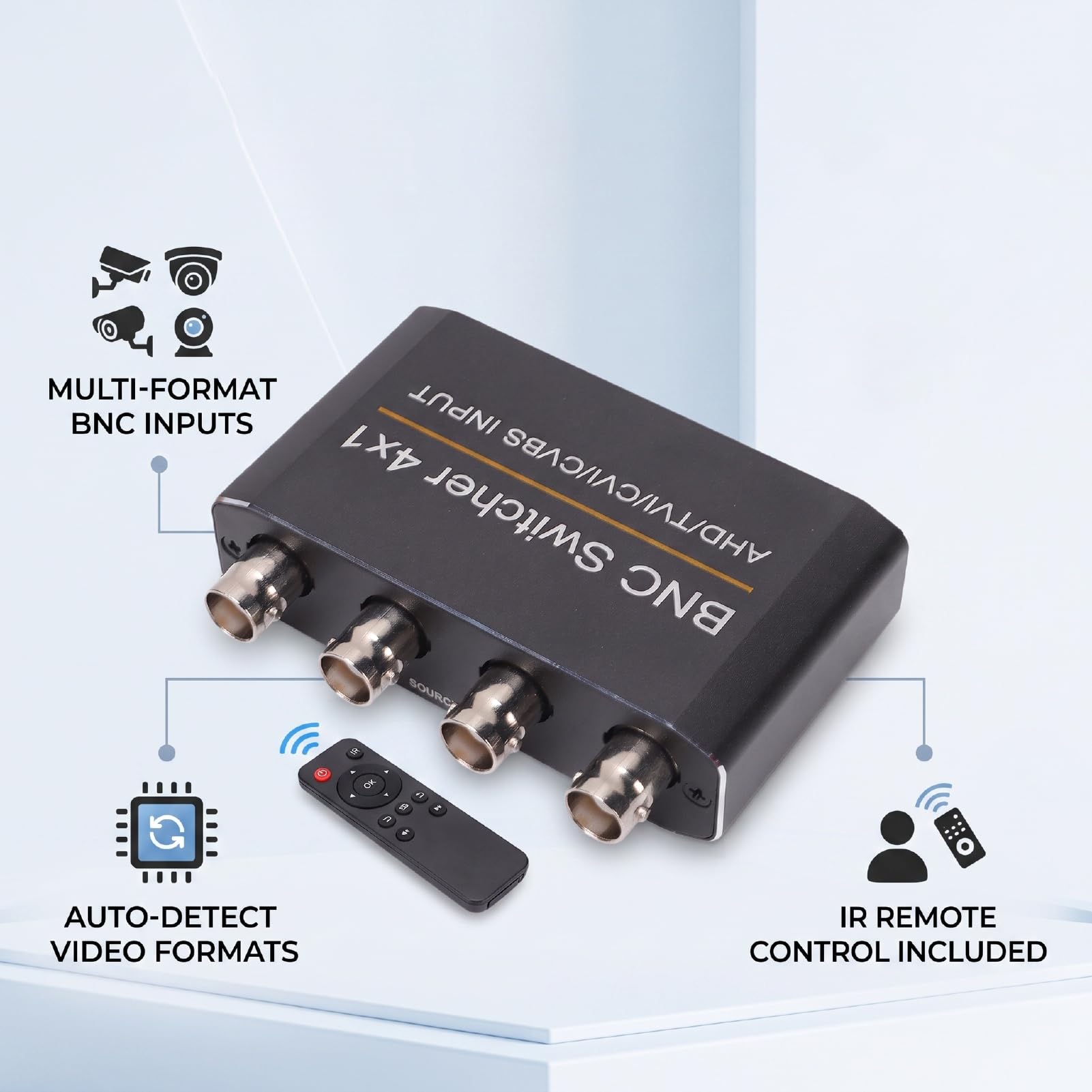 Sxhlseller 4-kanałowy BNC AHD TVI CVI CVBS na HDMI VGA 1080P