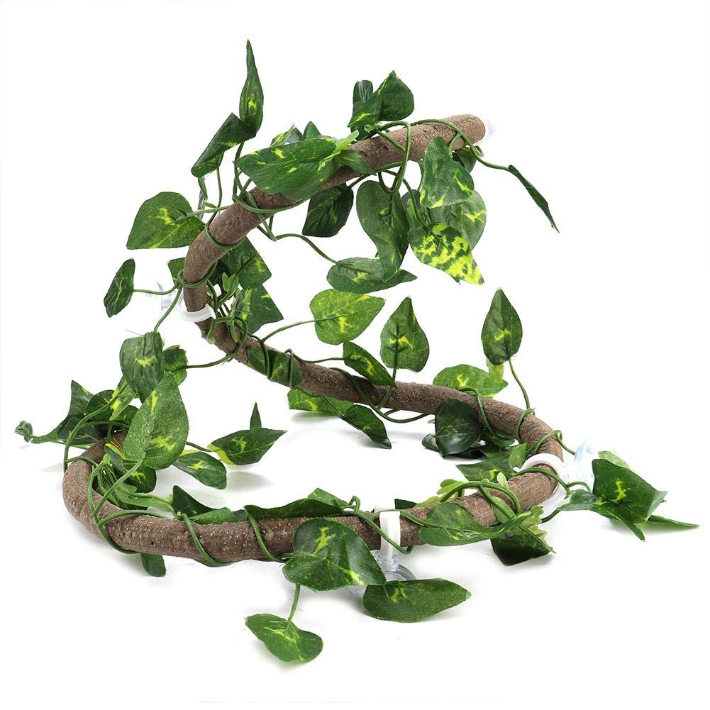 Sztuczna Pnącza dla Gadów z Przyssawkami, 100cm Rattan + 210cm Winorośl, Dekoracja Terrarium dla Kameleona i Gekona