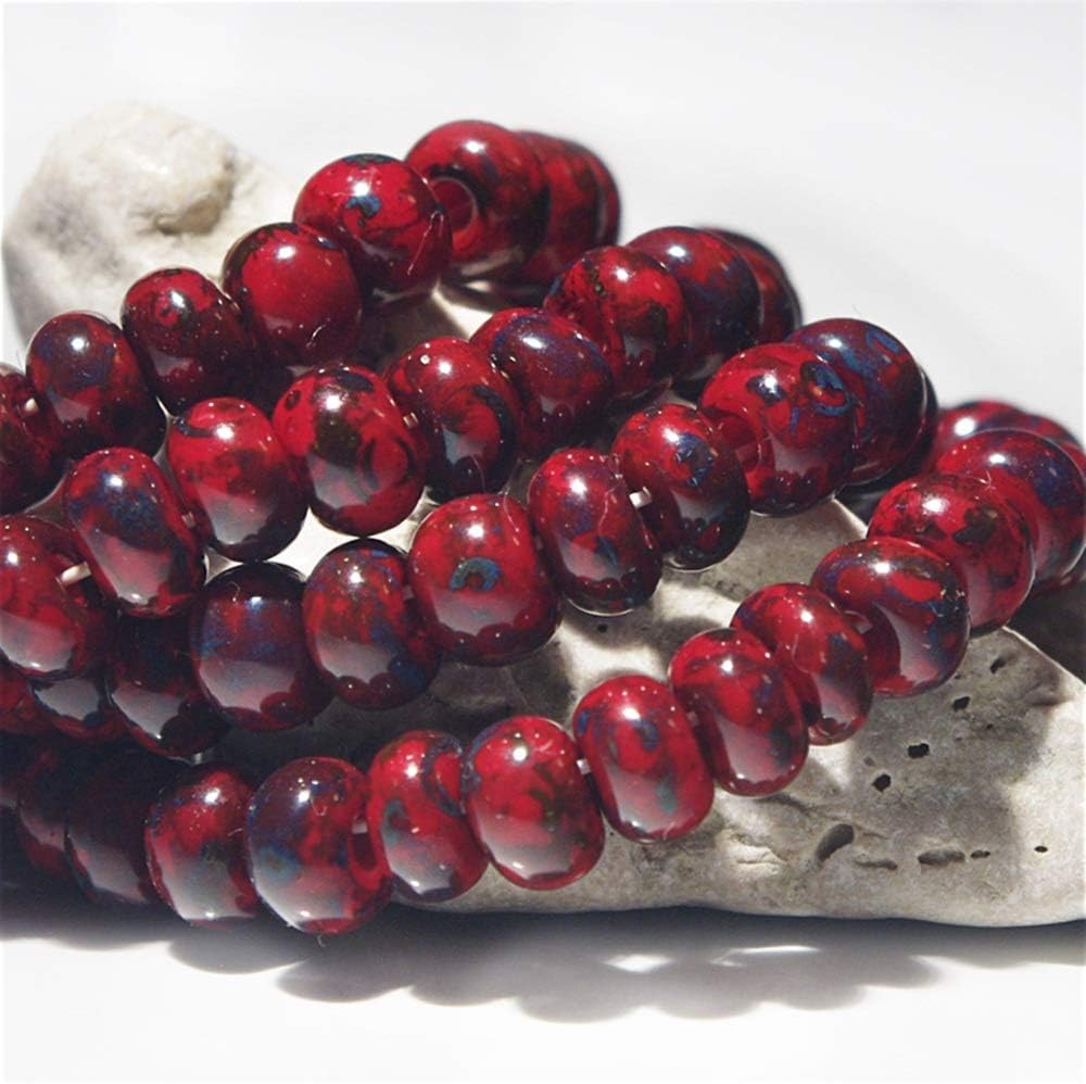 20 g Vinous Red Picasso Travertine 3/0 Czech Glass Seed Beads