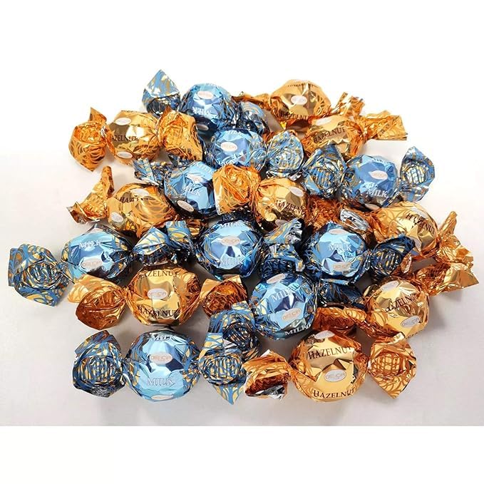 Miniatura 4 de Latas de regalo de trufas de chocolate italiano finas de primera calidad, paquete de 2. Surtidos sabores de trufa leche, oscuro, avellana y caramelo