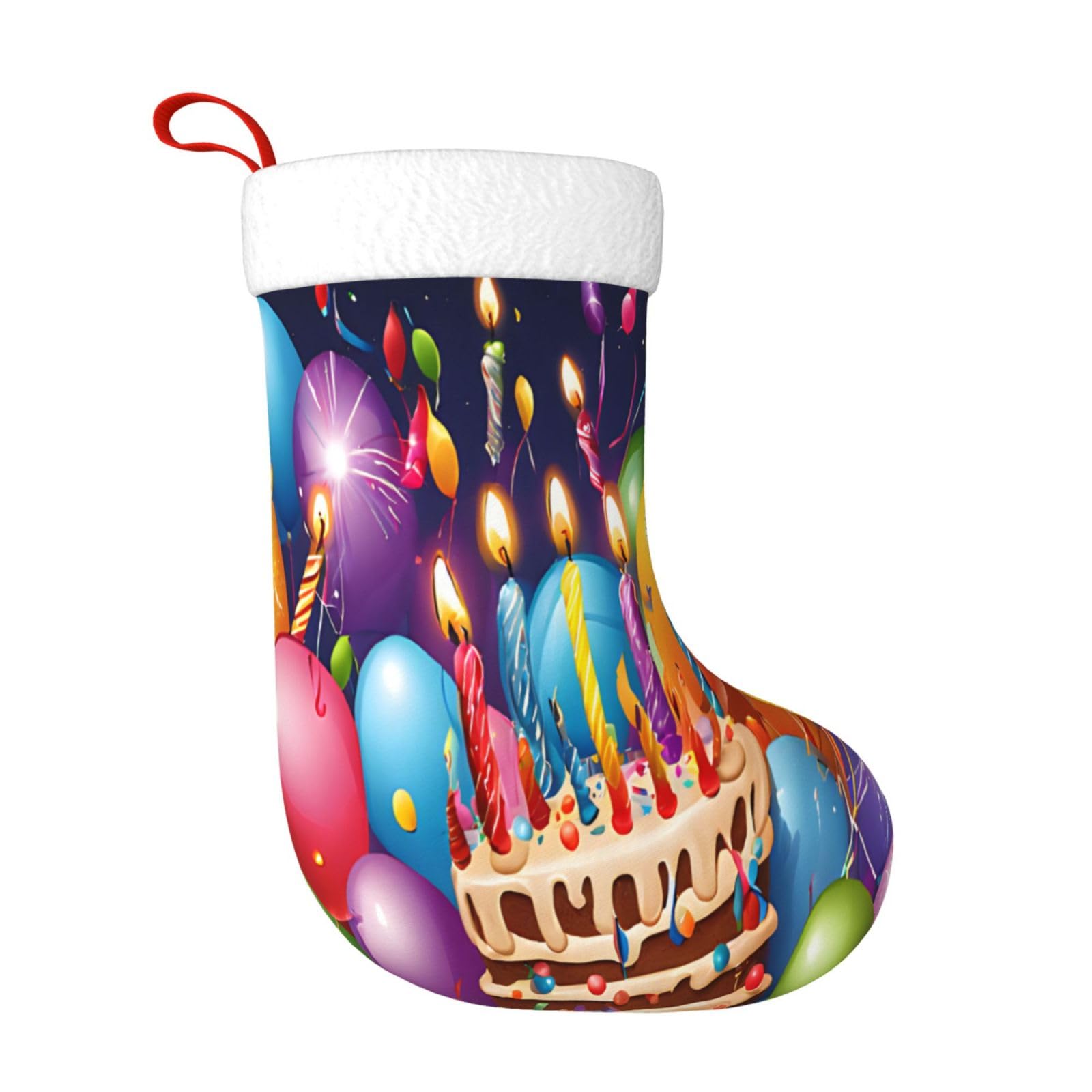 Dcehgew Black (Happy Birthday) 18 Inch Christmas Stockings For Holiday Decorations Fireplace Hanging Stockings Xmas New Year Party
