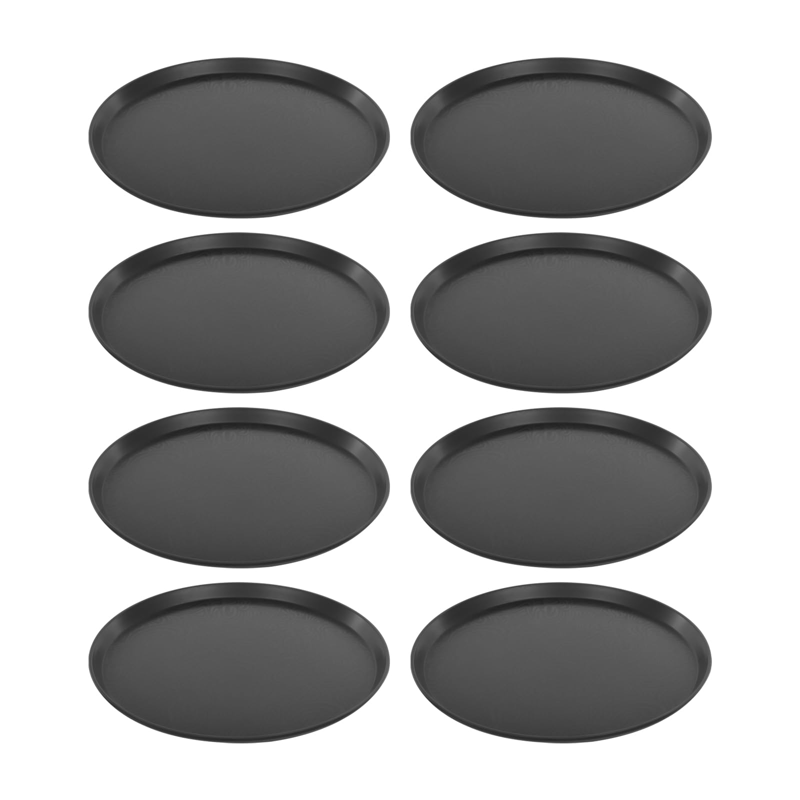 Juego de 8 bandejas redondas de 40 cm de diámetro, antideslizantes, para restaurante/bar, para empresas comerciales, juego de bandejas negras con borde elevado, apto para lavavajillas