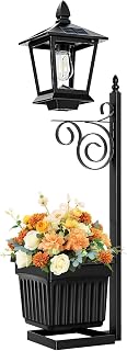 Solar Post Light With Planter - 2-in-1 Outdoor Solar Lamp With Flower Pot, Garden Urn, Pathway Lights With Planter | Sun-powered Beacon Box For Outdoor Patio Porch Backyard Lawn Deck Balcony