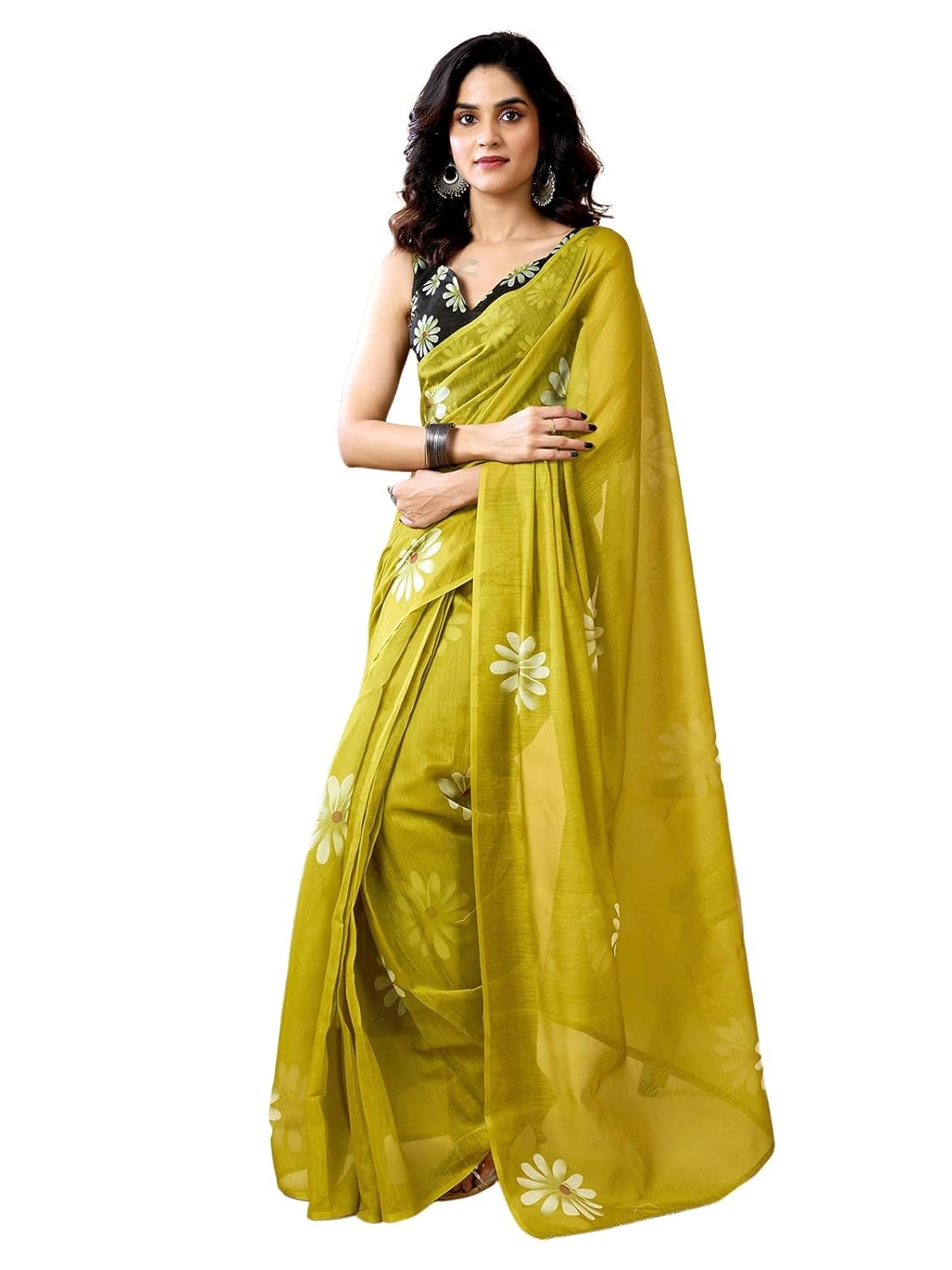 Satrani Women’s Chanderi Cotton Printed Ready To Wear One Mi…