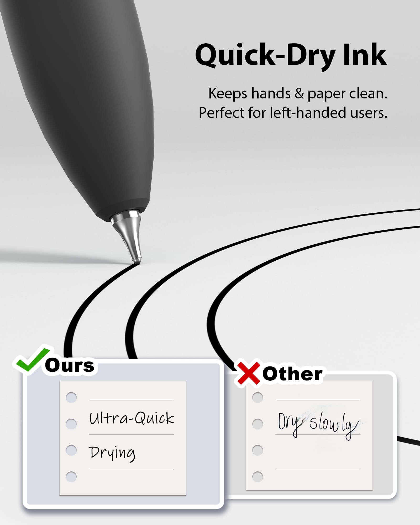 8 Pcs Gel Pens - 0.7mm Fine Point Smooth Writing Black Ink, Quick-Dry Long Lasting Fidge Pens, School & Office Supplies for Men Women