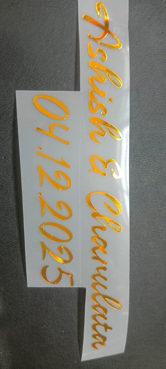Customised Name Sticker| Set of 2 | Name, Date for 12 inch Mould/Peel-Off Stickers | Names for Resin Art/Travel Tags/Personal Diaries. Easy to Use, Durable Material for Art & DIY- Craft. in Gold.-image-30