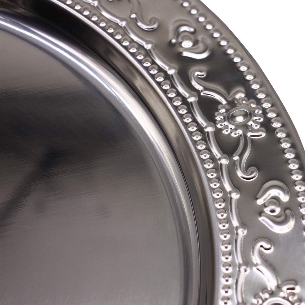  | 13-Inch Stainless Steel Charger Plates, 12Pcs Silver Dinner Plate Chargers Round Server Ware: Charger Plates
