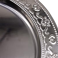 Vista 6 de Placas de cargador de acero inoxidable de 13 pulgadas, 6pcs de plata de la placa de cena de los cargadores redondos del servidor