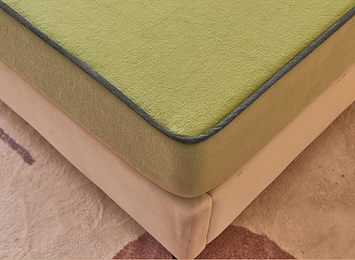 Bettlaken,Spannbettlaken,Matratzenschoner,Bettüberwurf,Verdicktes Flanell Einzelbett Spannbettlaken Verdickung Im Winter rutschfest Waschbar (Color : Green, Size : 120x200cm)