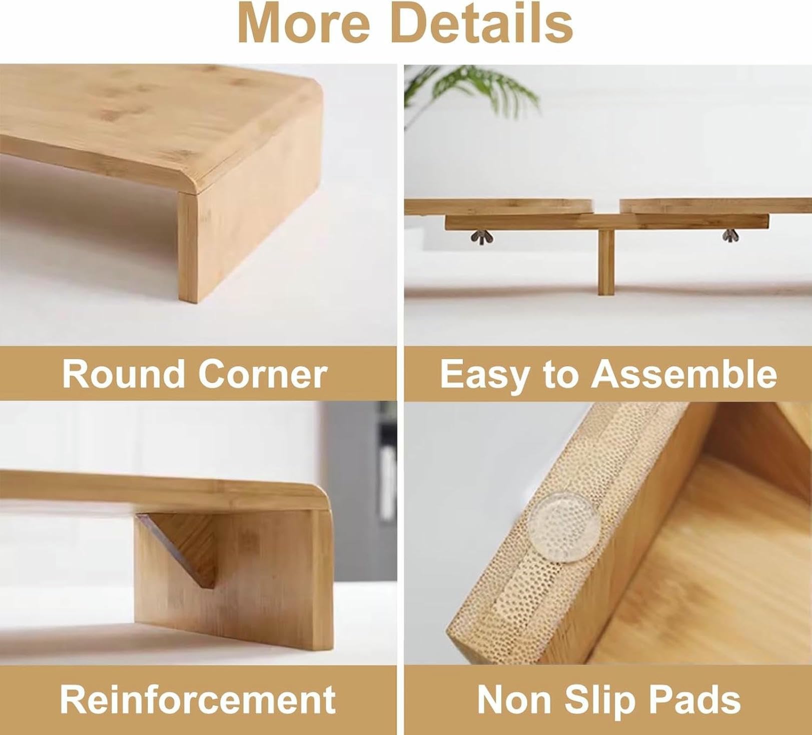 Supporto per Monitor angolare, Supporto Doppio per Monitor, Organizer da scrivania in Legno con Angolo Girevole, Supporto per Laptop/Stampante/PC