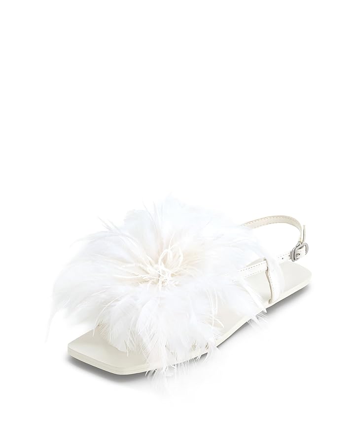 JWPEI Fluffy フラットサンダル 羽 カジュアル Amazon.com | JW PEI Women's Fluffy Flats Sandals - White | Flats