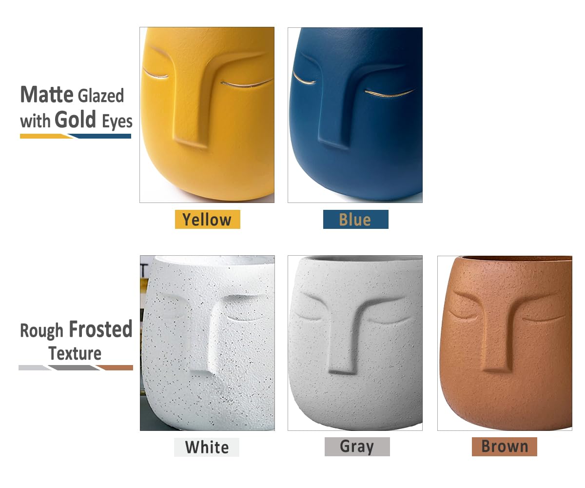 GeLive Vaso per piante grasse in ceramica a forma di gufo blu, con foro di drenaggio, decorazione da tavolo, vaso da finestra, decorazione per interni ed esterni (blu