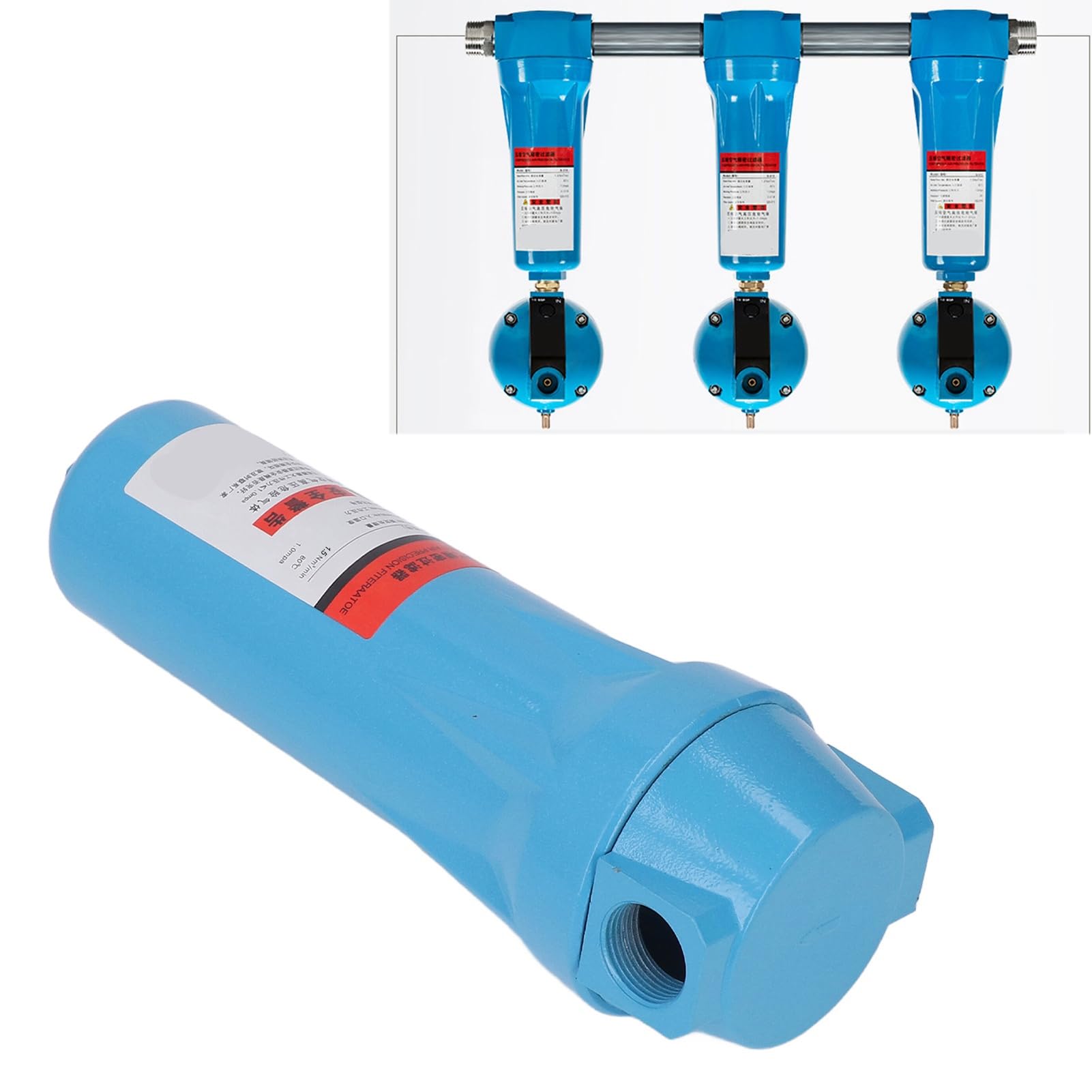 Filtro dell’aria per essiccatore compresso, filtro dell’aria per compressore con alloggiamento in alluminio spesso, cartuccia in cotone PP ad alta efficienza, design a filettatura (Classe S 015（DN20