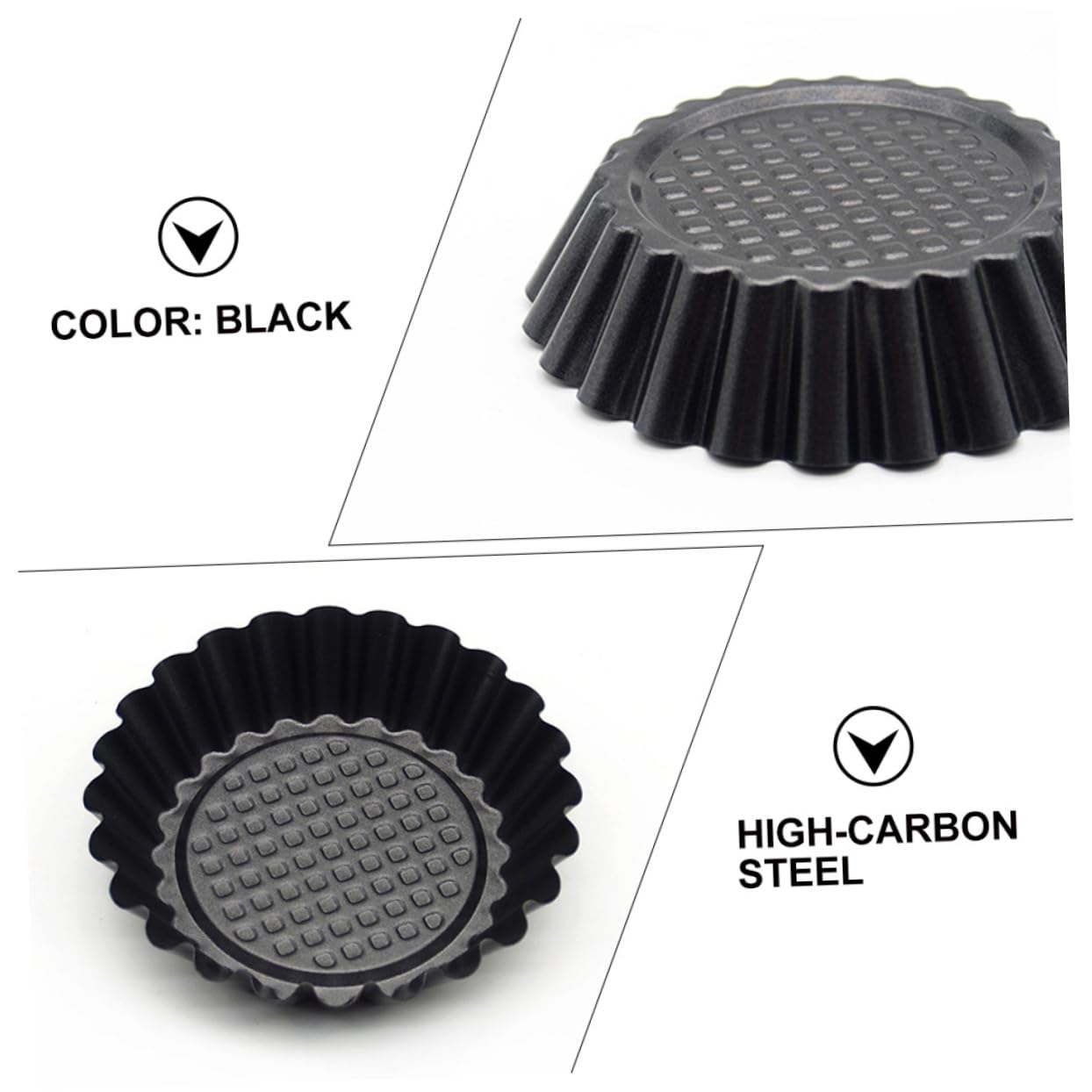 Molde para Tartaletas de Huevo de 12 Piezas, Acero al Carbono Negro | Antiadherente, Conserva la Forma al Desmoldar, para Repostería y Cocción al Vapor