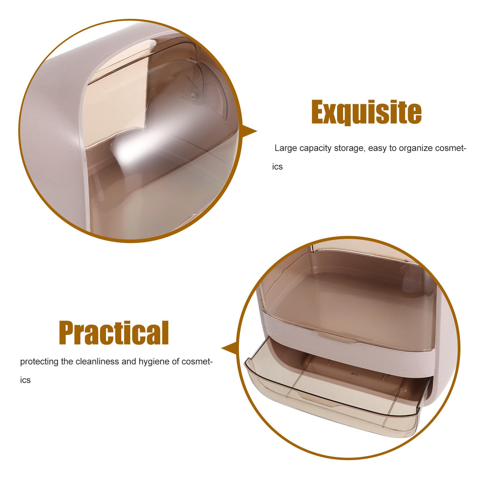 Organizador de Maquillaje Grande con Cajones, Abs, Rosa, Portátil