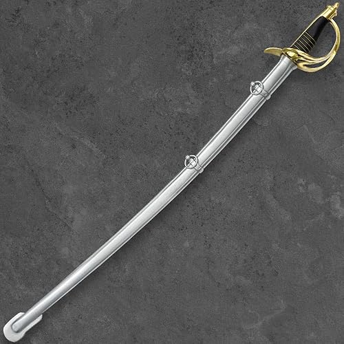 Miniatura 3 de Espada de guerra de caballería ligera modelo 1860 de EE. UU., réplica histórica y coleccionable, hoja de acero de alto carbono de 35 pulgadas, mango