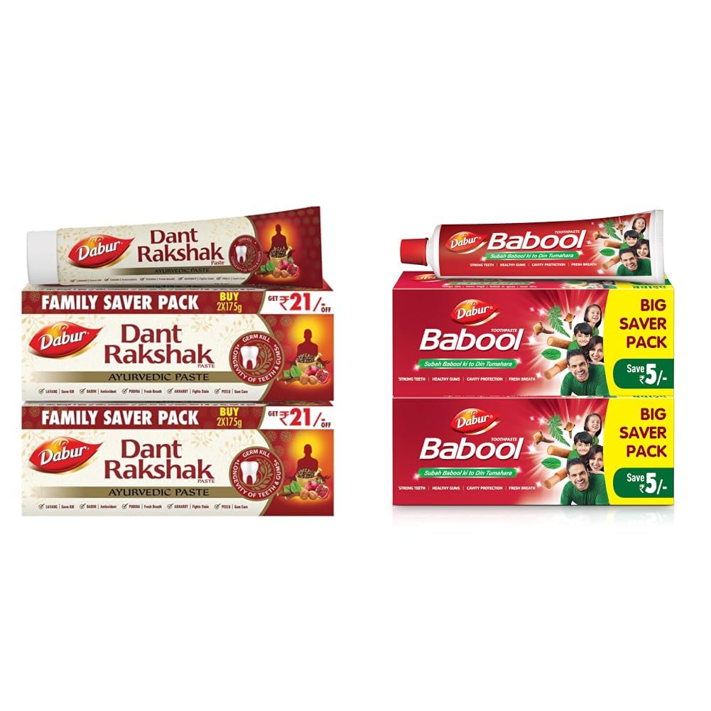 Dabur Dant Rakshak Ayurvedic Toothpaste - 700g (175g x 4) | With Goodness Of 32 Ayurvedic Herbs | Prevents & Calms Gum Pain | Kills Germs | Complete Family Toothpaste | No Added Fluorides-image-23