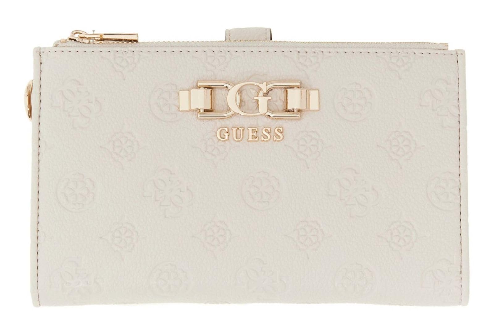 GUESS Monedero Anise SLG Double Zip Organizer Stone Logo Crema