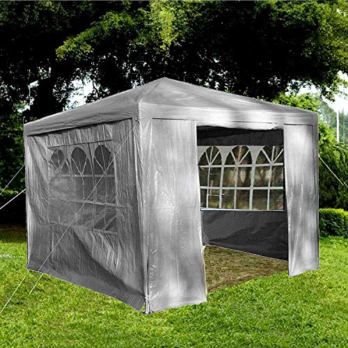 Gr8 Garden Gazebo with Sides Outdoor Waterproof Beach Party Festival Camping Tent Canopy Wedding Marquee Awning Shade 3mx3mx2.45m[Grey]