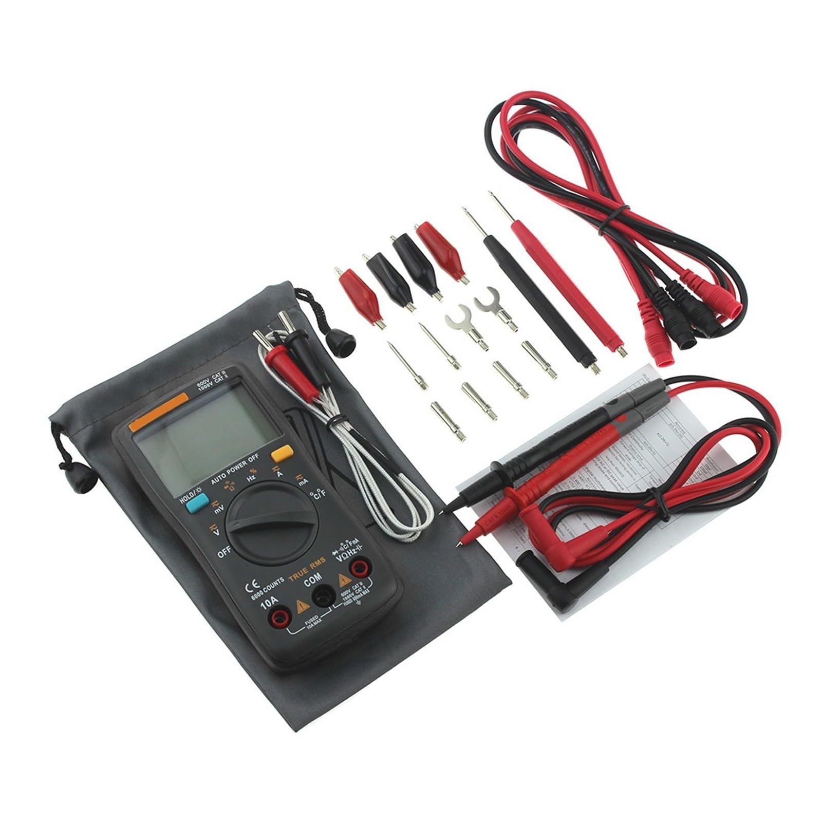 Multímetro Digital 6000 Cuenta AV/DC Amperímetro Voltaje Prueba Transistor Capacitor Tester Lcr Meter Testers Análisis Detección Preciso Exhaustivo(Black pro)