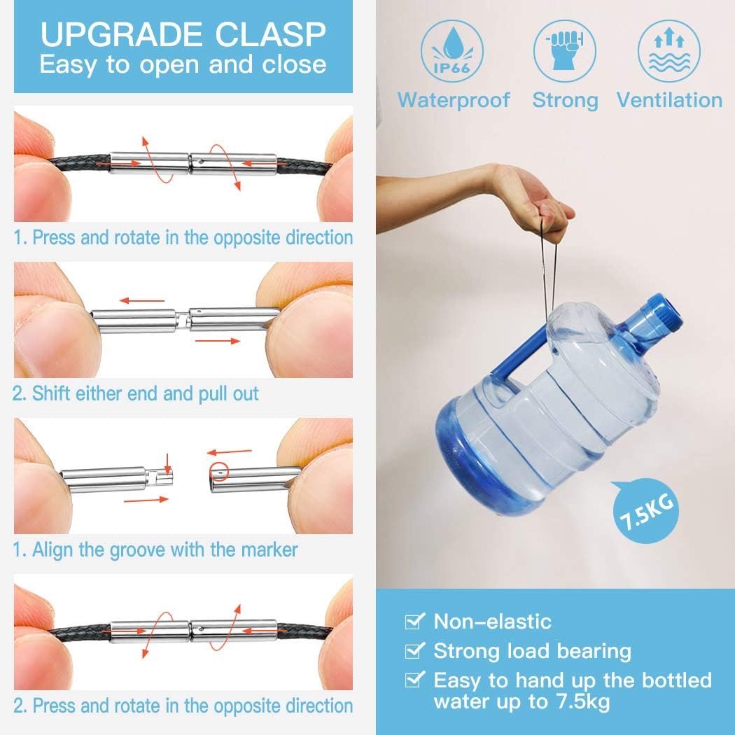 Suplight 2mm Wide Wax Rope Braided Necklaces Chain for DIY Pendant Bracelet, Waterproof with Durable Stainless Steel Magnetic Clasps, 16”-30" with Gift Box - Image 6