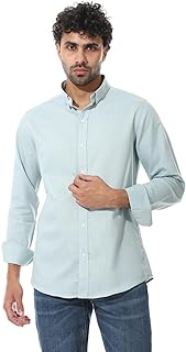 قميص منقوش بتصميم أكسفورد بقصة كلاسيكية ورقبة ويسترن للرجال من اندورا