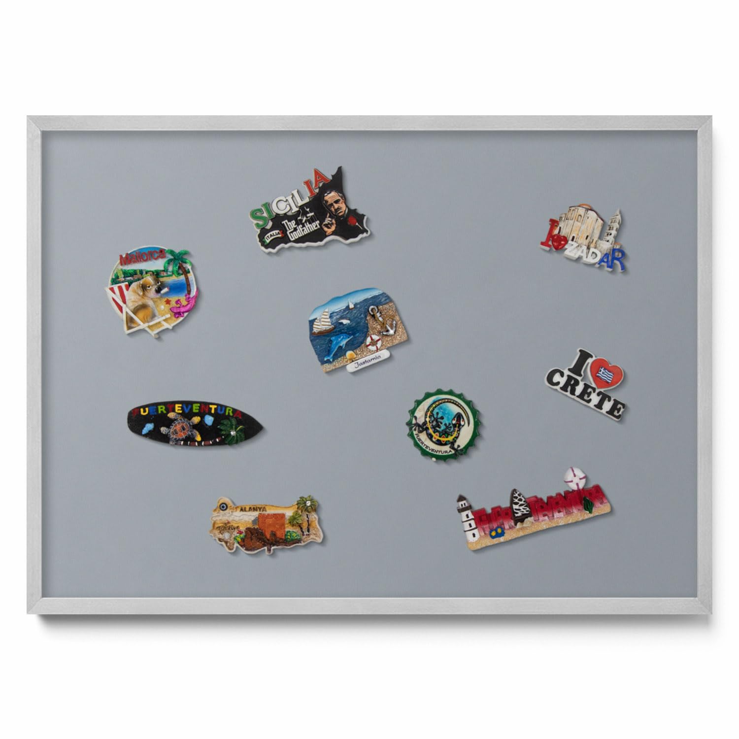Tulup Pinnwand Magnetboard 70x50 cm Silber Kunststoffrahmen Steinoptik Hellgrau Akzent Magnetisch Wandtafel Memoboard Notiztafel Organisation Wandboard für Zuhause Büro Schule Küche