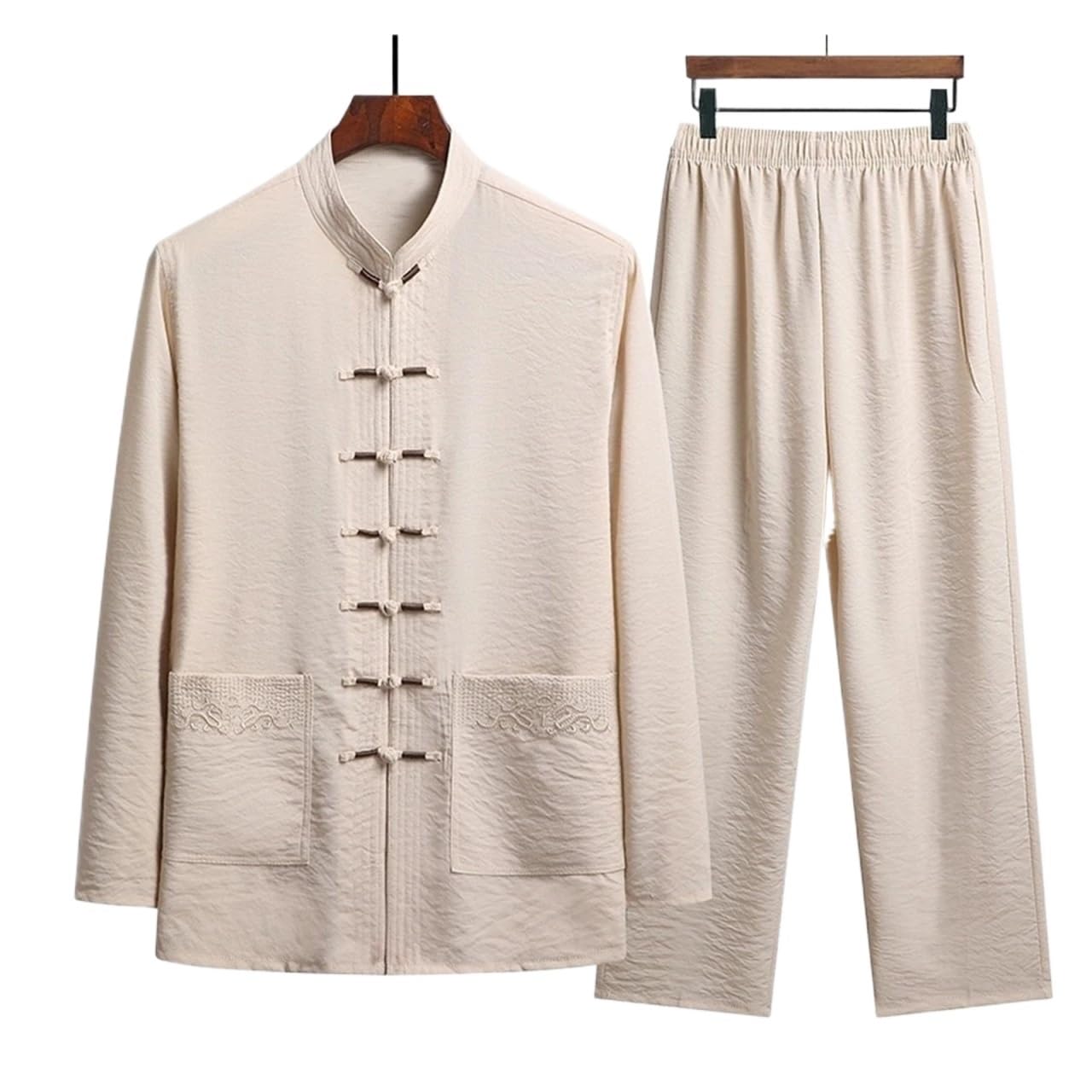 Tai Chi Uni Uniforme Abbigliamento Largo Tradizionale Tang Suit Kung Fu Vestiti Retro Unisex Tai Chi Elastico in Vita Viscosa Loungewear 4XL per Arti Marziali(Color 04,L (57.5-70kg))