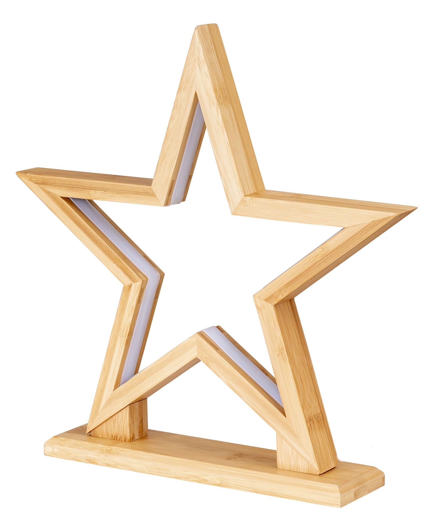 levandeo LED Stern Holz H33cm Tischlampe Bambus Weihnachten Dekoleuchte Weihnachtsdeko Weihnachtsstern Dekostern