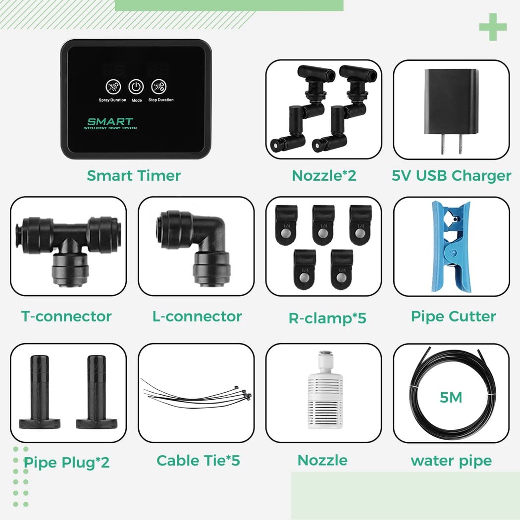 Humidificador de reptiles, sistema de pulverización inteligente, rociador automático con temporizador para tanque de vivero, humidificador de terrario, boquillas de nebulización ajustables de