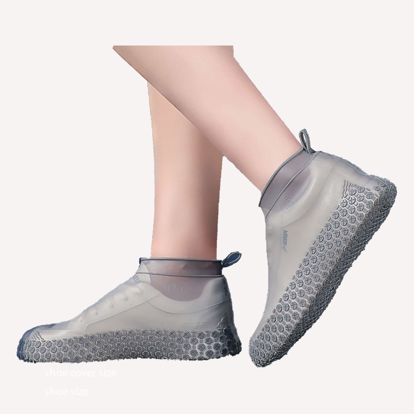 Cleide Grey Waterproof Shoe Covers - Boot Covers For Rain, One-Piece Injection Waterproof Rain Boot Cover, Non-Slip Wear-Resistant Silicone Shoe Covers For Rainy And Snowy Outdoors Garden Etc (Color : Gray, Siz