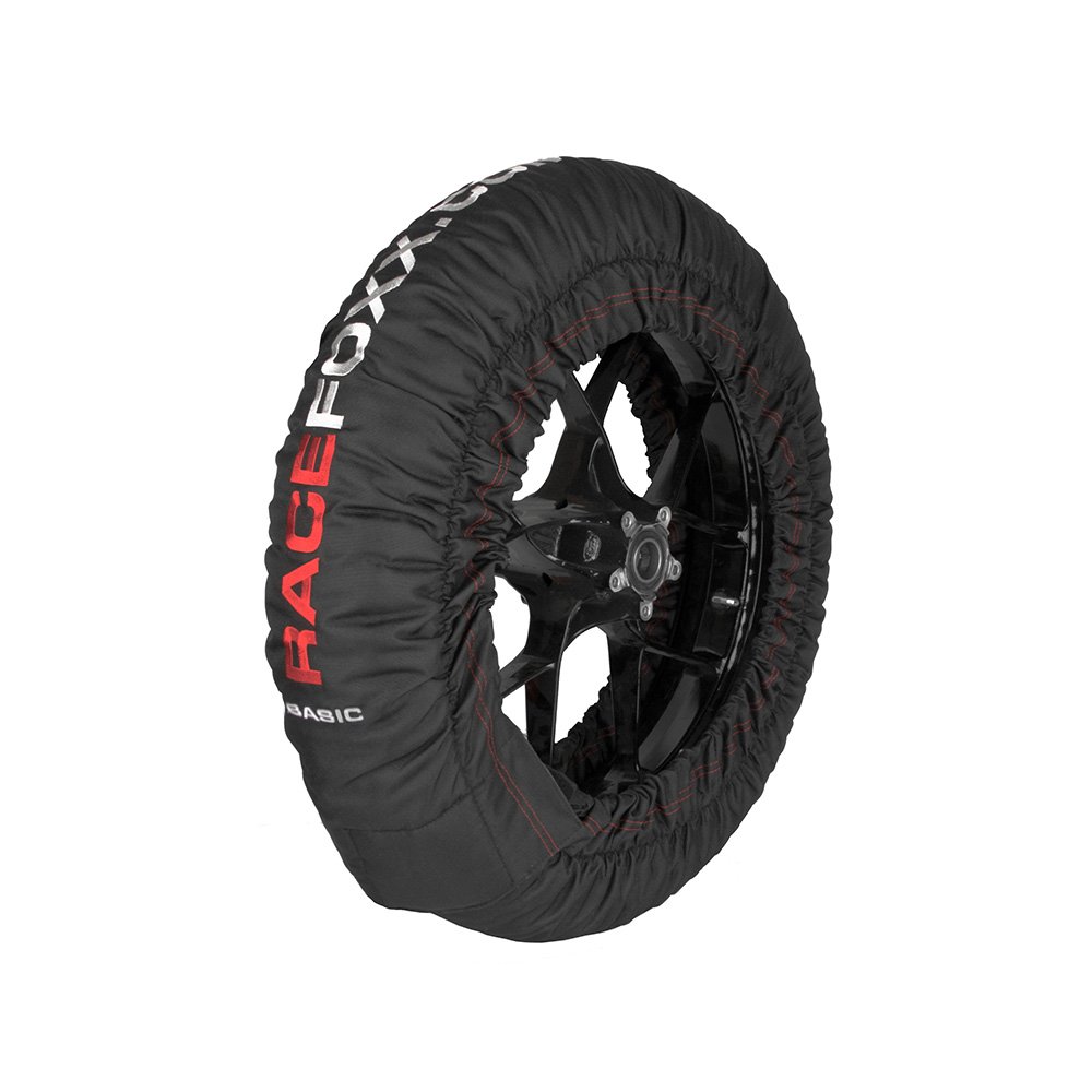 RACEFOXX Basic Reifenwärmer Tyre Warmers 80° C Heiztemperatur Superbike, 120/17 vorne und 180 bis 200/17 hinten Rennsport Heizdecken Motorrad
