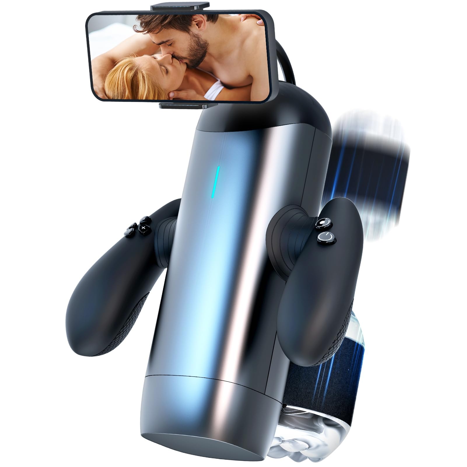 Roluck Masturbatore Elettrico a Coppa per Uomo, Vagina Tascabile con 10 Frequenze di Spinta, 10 Velocità e 10 Modalità di Retrazione, Sex toy con Supporto per Telefono Rimovibile