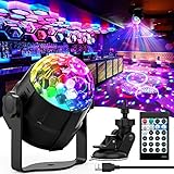 Disco Ball Light, 15 Colors Sound Activated Party Lights with Remote Control DJ Lights for Room Decor, Portable Rotating LED Strobe Lights with 8 Brightness and USB Plug in for Car Bedroom Party Xmas
