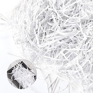 Papier de remplissage froissé déchiqueté, papier raphia froissé décoré pour bonbons de mariage, vin rouge et boîte cadeau - Remplissage de papier de soie coloré (blanc)