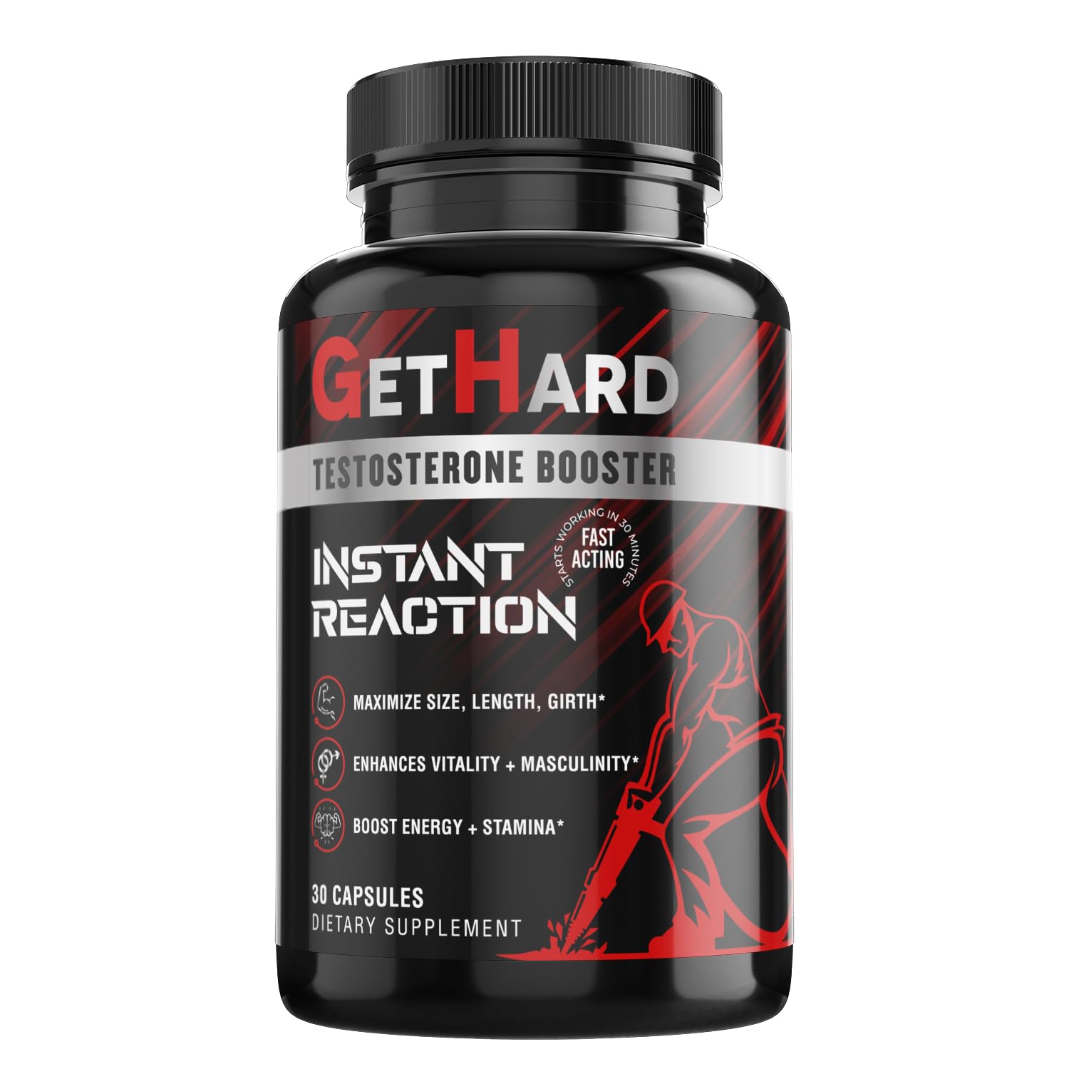 GETHARD™ Male Performance + MULTIVITAMIN – Increase Size, Strength, Stamina | Nitric Oxide & Testosterone Enhancer w/Ginseng & MacaRoot +19 Fast Acting Natural Ingredients