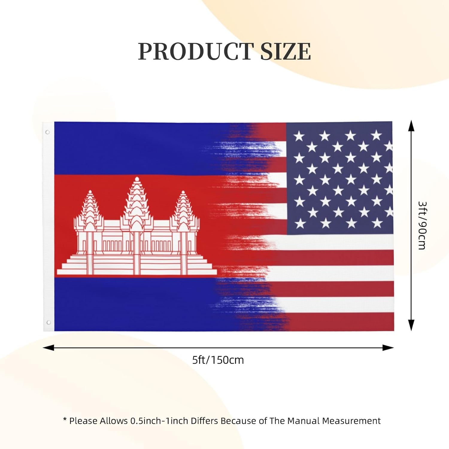 Flags Gifts Yard Decorations America Flag And Cambodian Flag Flag 3x5 Ft Outdoor Double Sided Printing For image 3