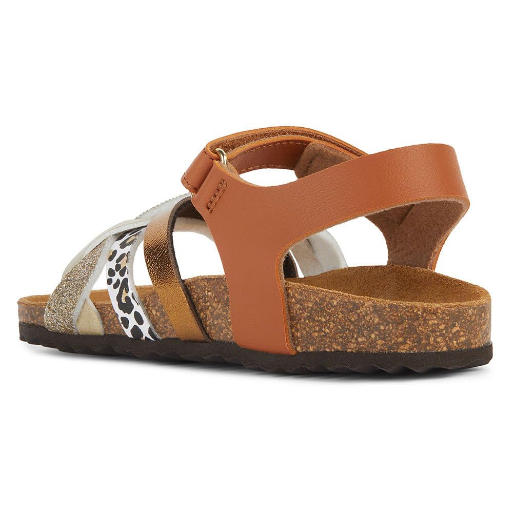 Geox J Adriel Girl B Sandal, Cognac Platinum, 9 UK Child
